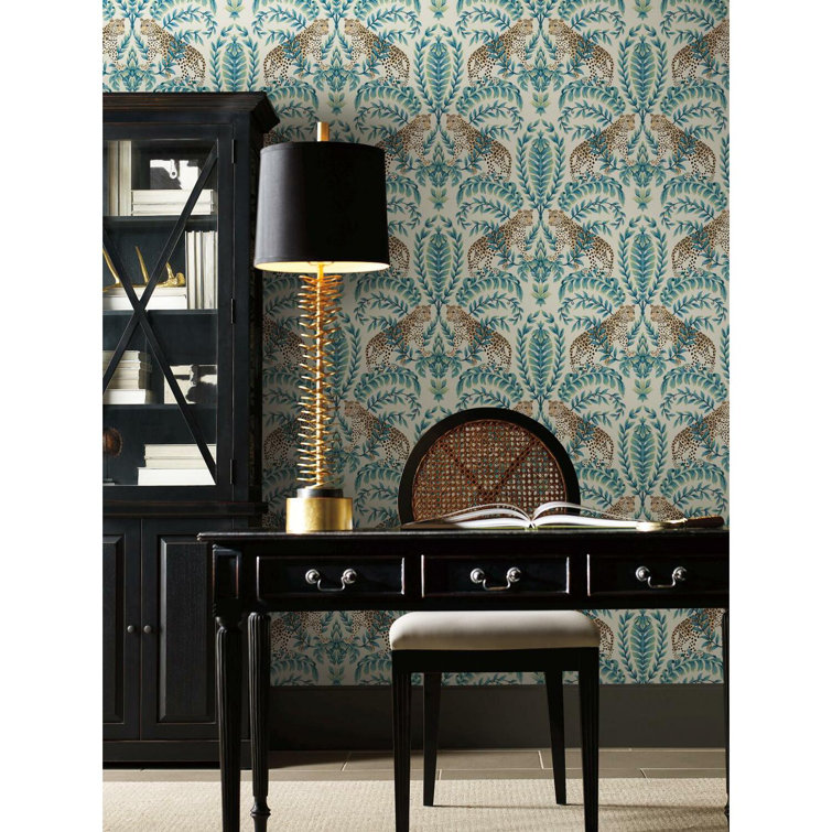 Taupe Jungle Leopard Damask Non-Pasted Wallpaper