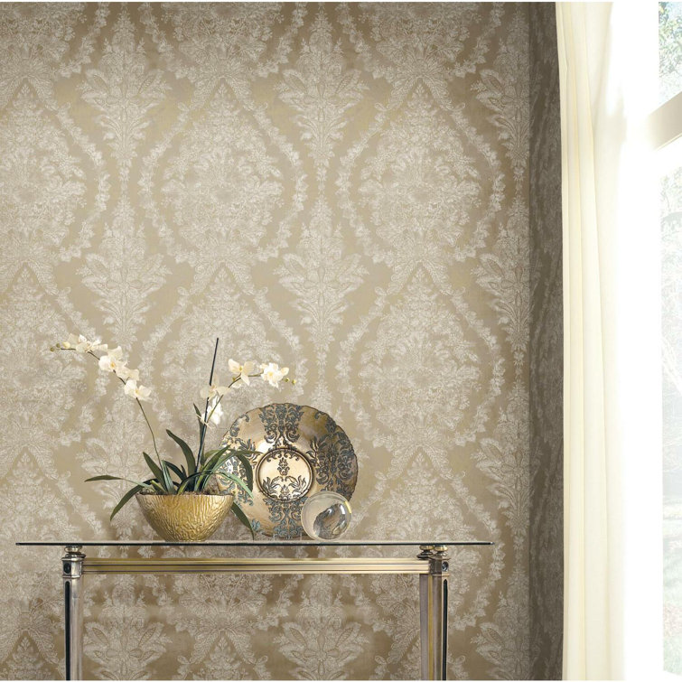 Bronze Charleston Damask Non-Pasted Washable Wallpaper