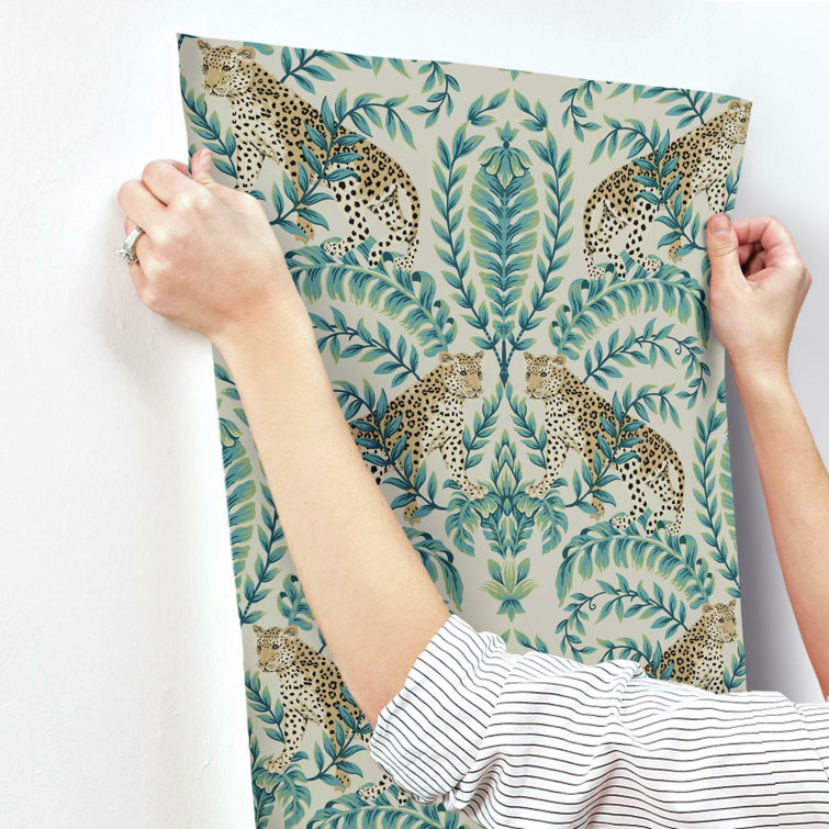 Taupe Jungle Leopard Damask Non-Pasted Wallpaper
