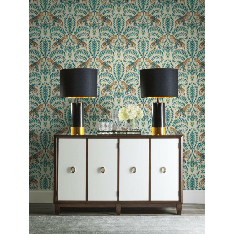 Taupe Jungle Leopard Damask Non-Pasted Wallpaper