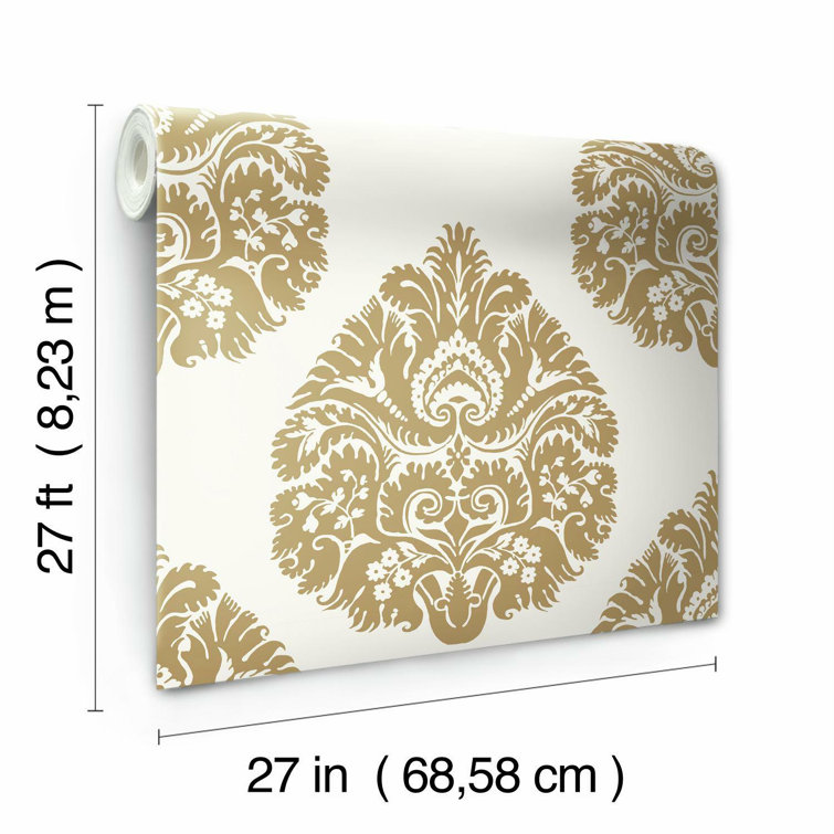 Gold Damask Non-Pasted Washable Wallpaper