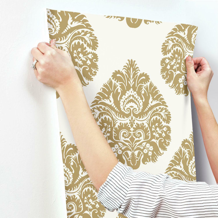 Gold Damask Non-Pasted Washable Wallpaper