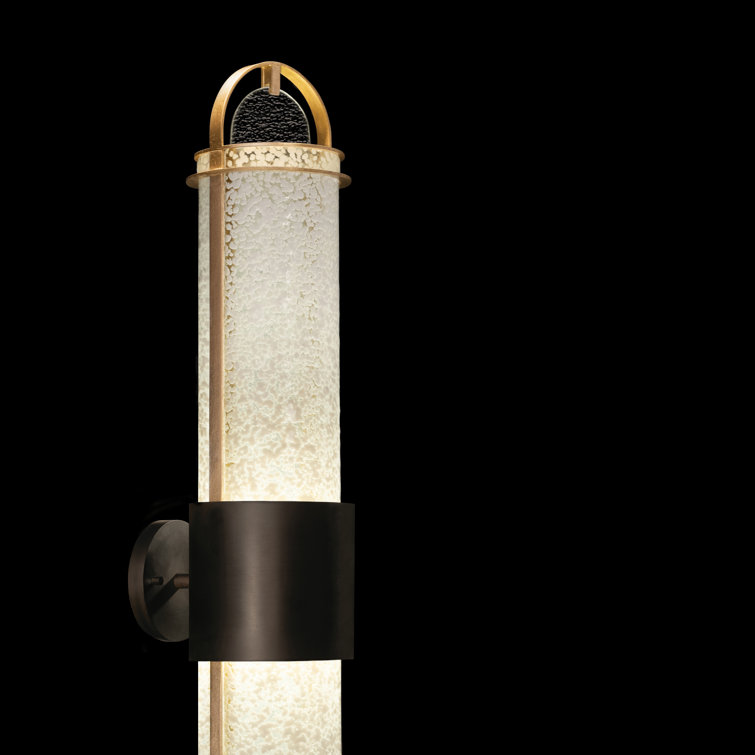 Elegant Black and Gold Dual-Light LED Sconce with Handcrafted Studio Glass