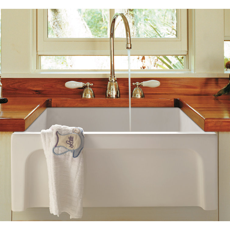 24'' White Fireclay Farmhouse Apron Single Bowl Sink