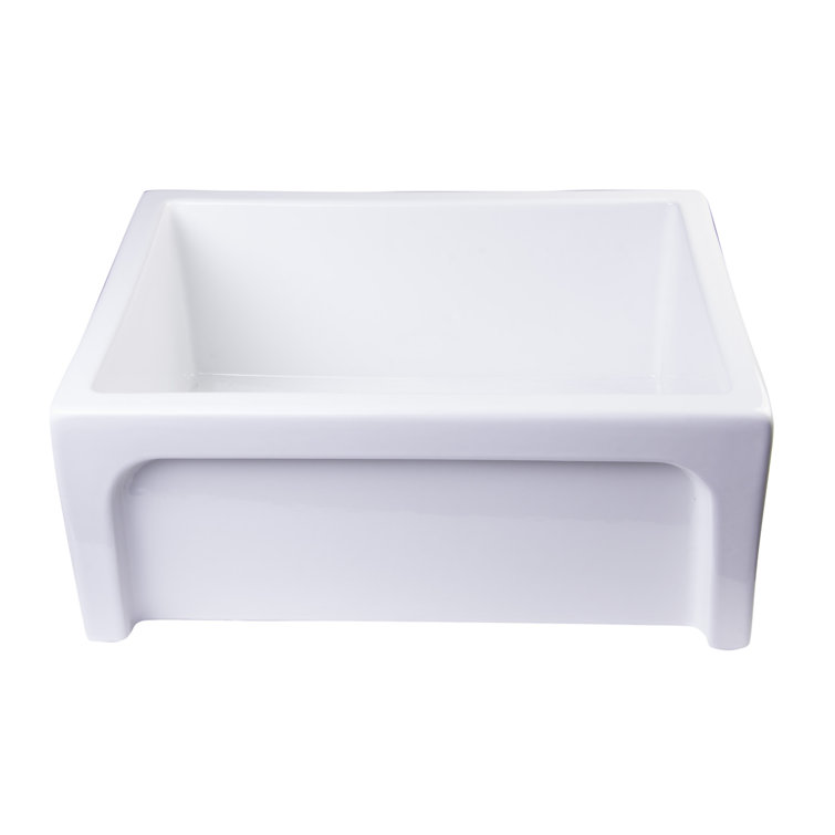 24'' White Fireclay Farmhouse Apron Single Bowl Sink