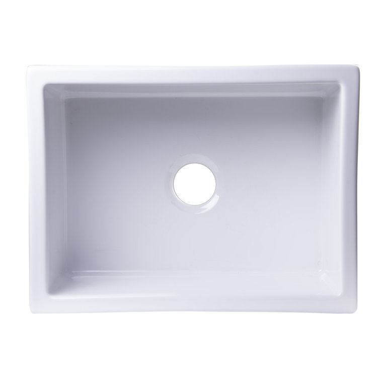 24'' White Fireclay Farmhouse Apron Single Bowl Sink
