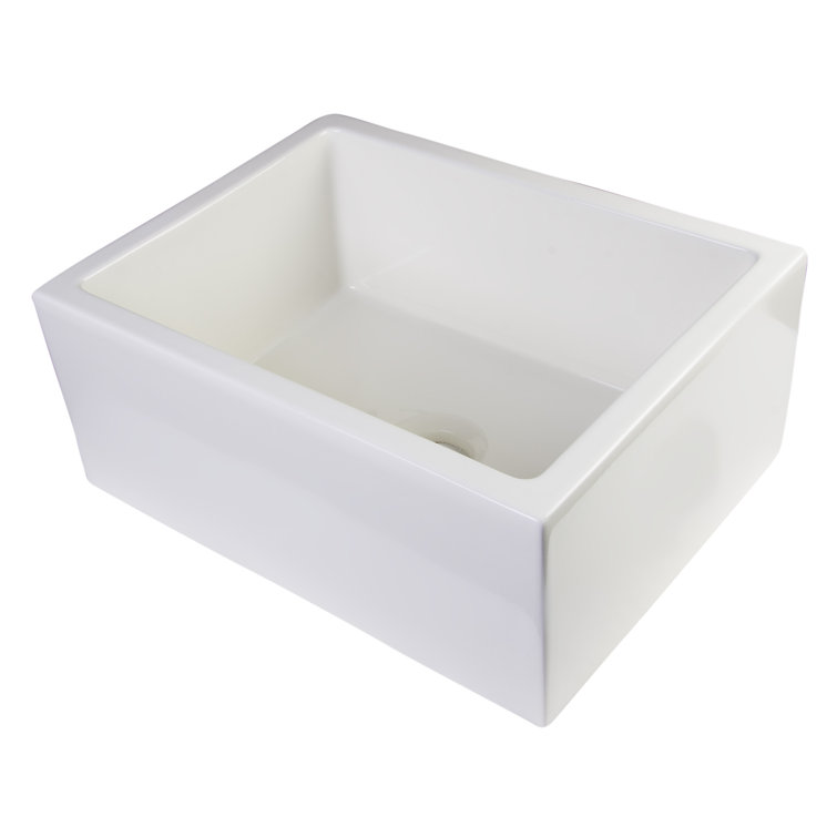 24'' Biscuit Fireclay Farmhouse Apron Single Bowl Sink