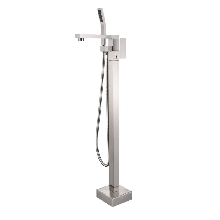 Brushed Nickel Freestanding Tub Filler with Hand Shower
