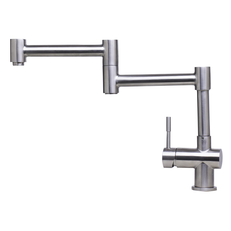Brushed Stainless Steel Retractable Single Hole Kitchen Faucet