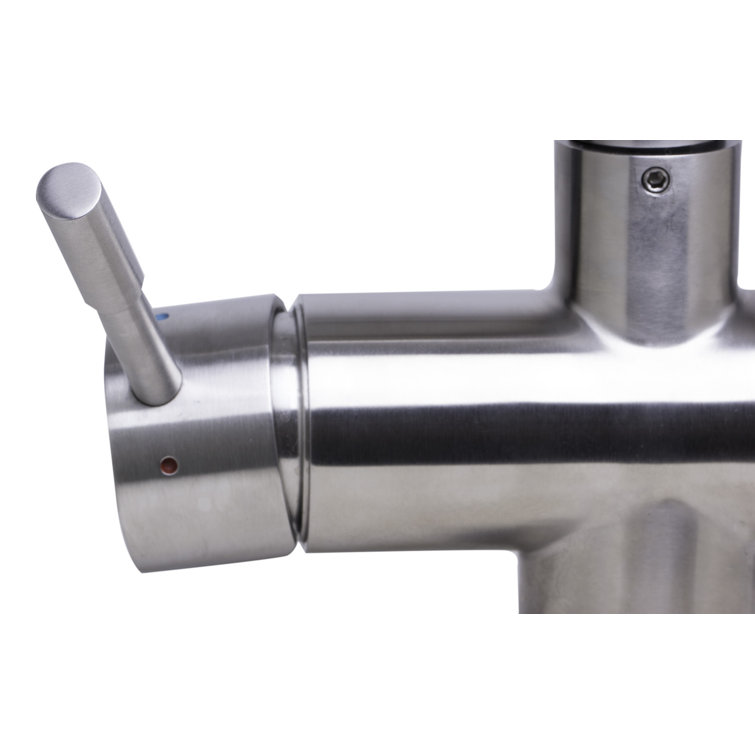 Brushed Stainless Steel Retractable Single Hole Kitchen Faucet