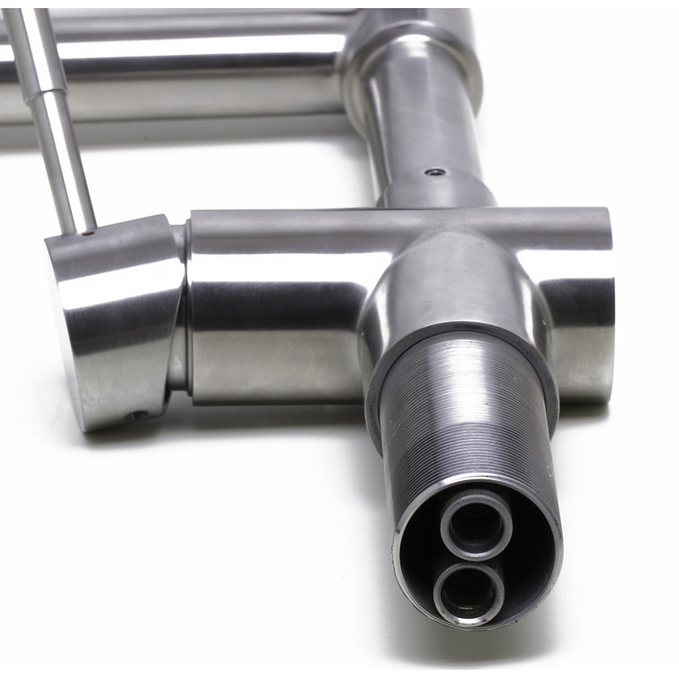 Brushed Stainless Steel Retractable Single Hole Kitchen Faucet