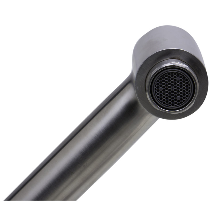 Brushed Stainless Steel Retractable Single Hole Kitchen Faucet