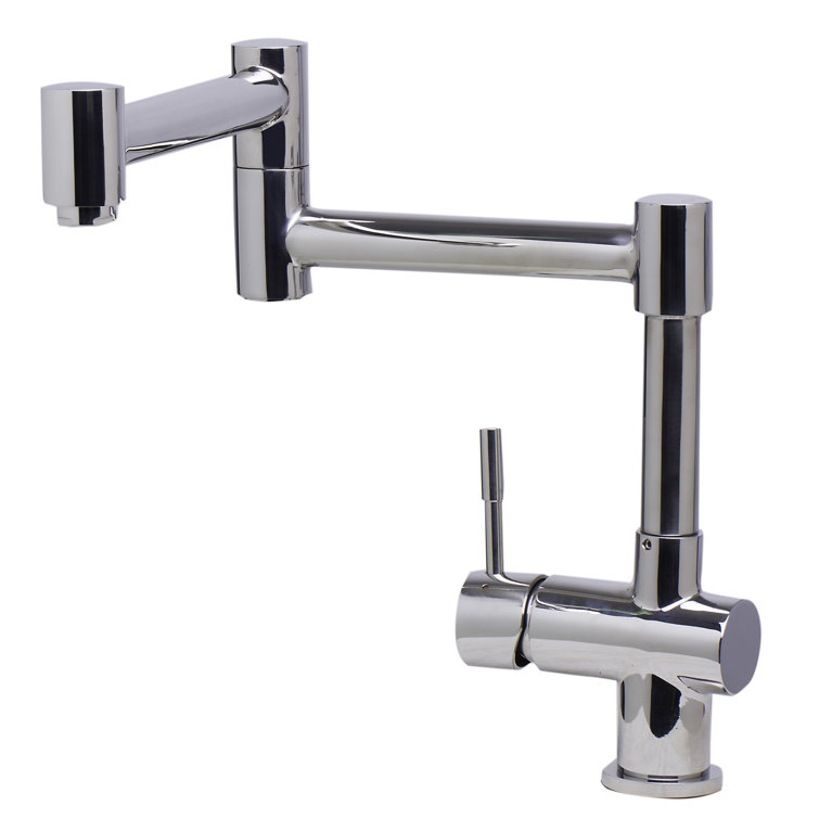 Polished Stainless Steel Retractable Kitchen Faucet with Pull-out Spray