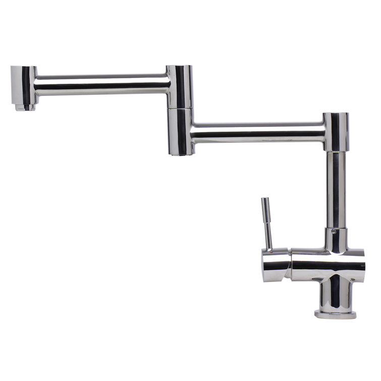 Polished Stainless Steel Retractable Kitchen Faucet with Pull-out Spray