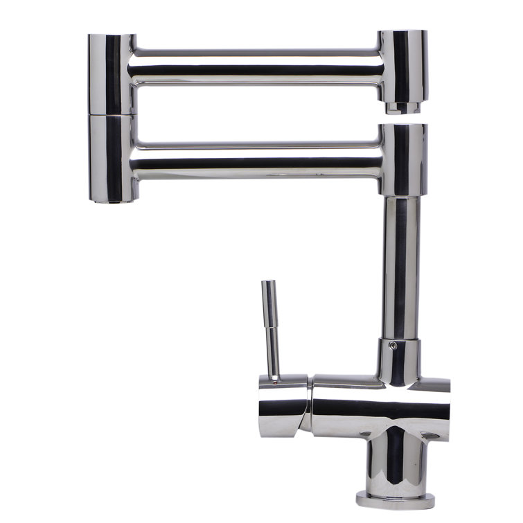 Polished Stainless Steel Retractable Kitchen Faucet with Pull-out Spray
