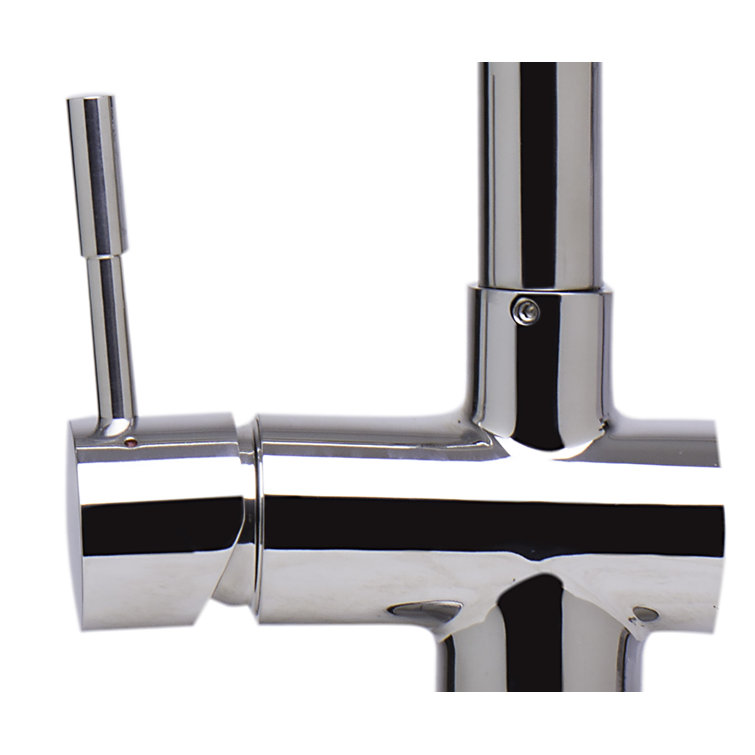 Polished Stainless Steel Retractable Kitchen Faucet with Pull-out Spray