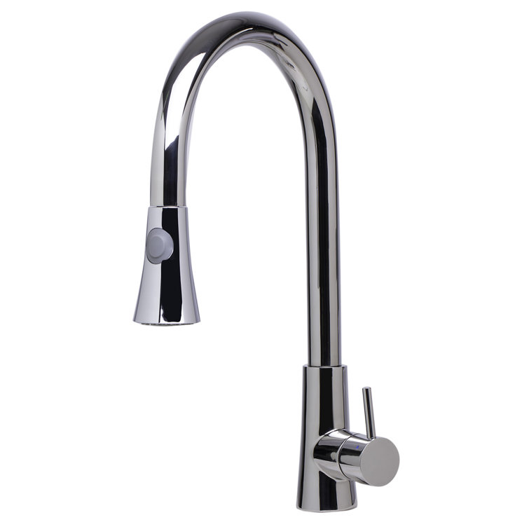 Polished Stainless Steel Pull-Down Kitchen Faucet with Spray