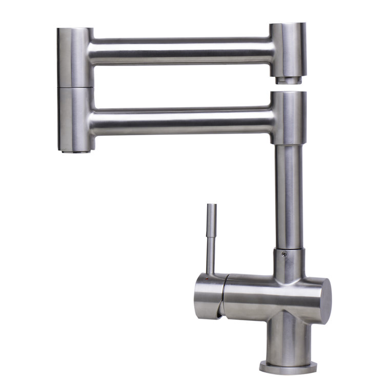 Brushed Stainless Steel Retractable Single Hole Kitchen Faucet