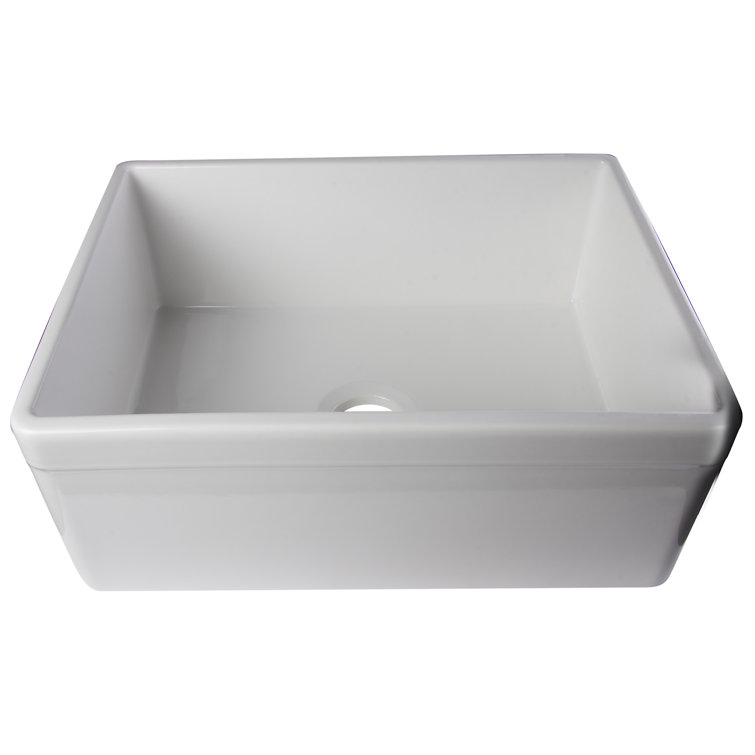White 26" Fireclay Single Bowl Farmhouse Kitchen Sink
