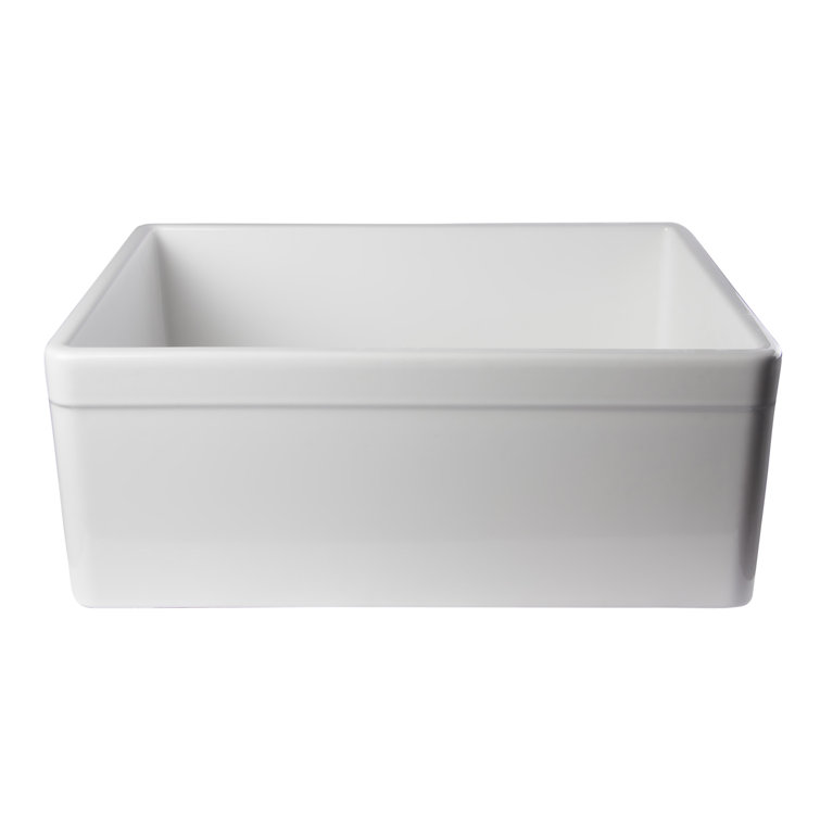 White 26" Fireclay Single Bowl Farmhouse Kitchen Sink