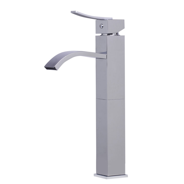 Polished Chrome Tall Square Body Vessel Sink Faucet