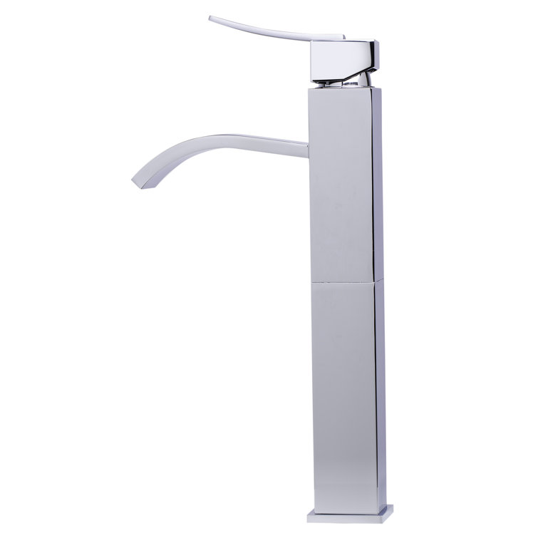 Polished Chrome Tall Square Body Vessel Sink Faucet