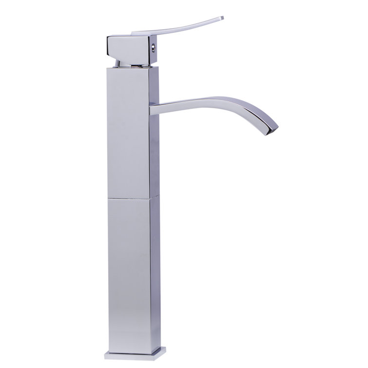 Polished Chrome Tall Square Body Vessel Sink Faucet