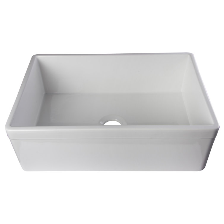 White Fireclay Farmhouse Drop-in Single Bowl Sink