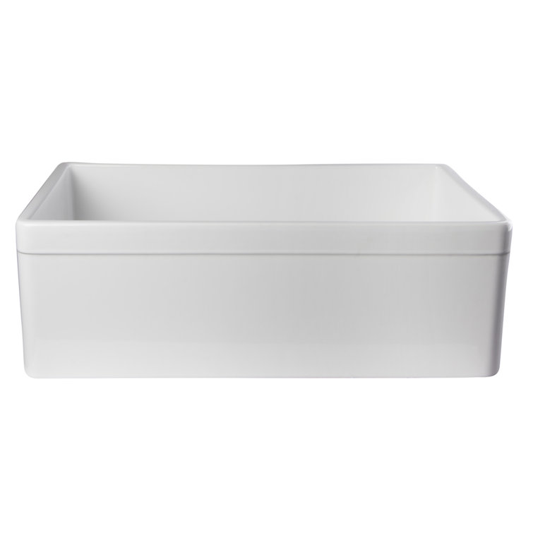 White Fireclay Farmhouse Drop-in Single Bowl Sink