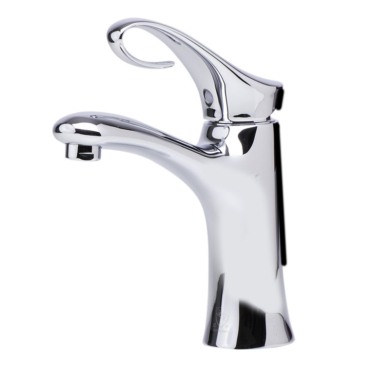 Polished Chrome Single Lever Bathroom Faucet with Curled Handle