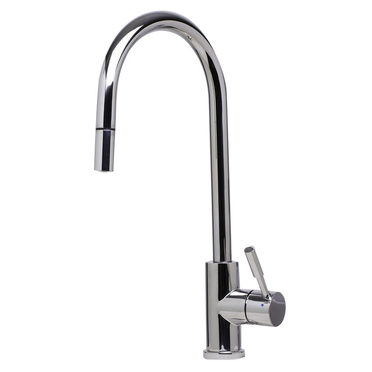 Polished Stainless Steel Pull Down Kitchen Faucet with Spray