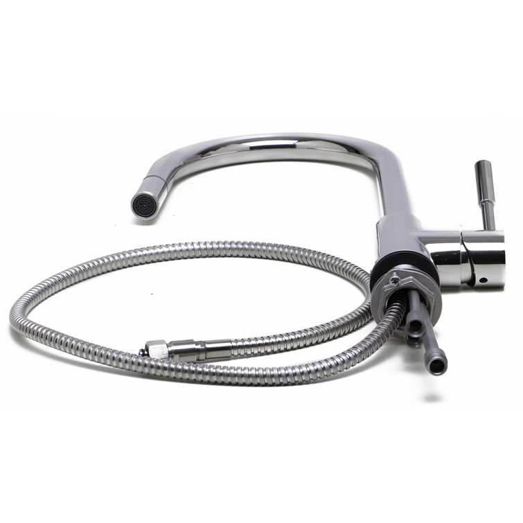 Polished Stainless Steel Pull Down Kitchen Faucet with Spray