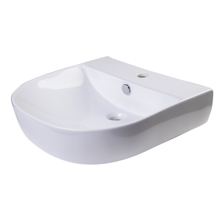 White Ceramic Wall-Mounted U-Shaped Bathroom Sink