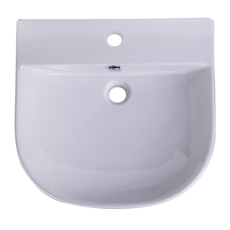 White Ceramic Wall-Mounted U-Shaped Bathroom Sink