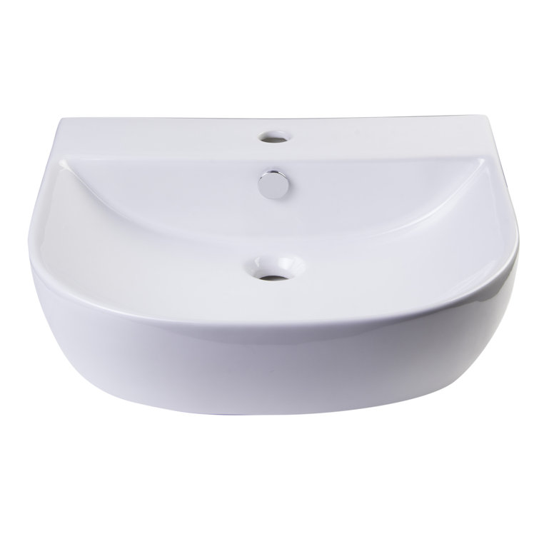 White Ceramic Wall-Mounted U-Shaped Bathroom Sink