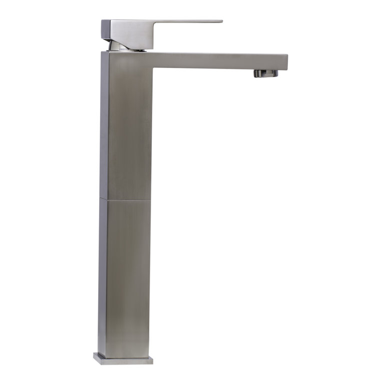 Brushed Nickel Tall Square Single Lever Bathroom Faucet