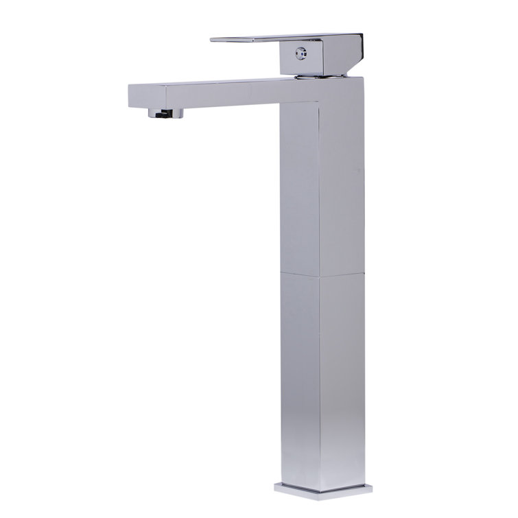 Polished Chrome Tall Square Single Lever Bathroom Faucet