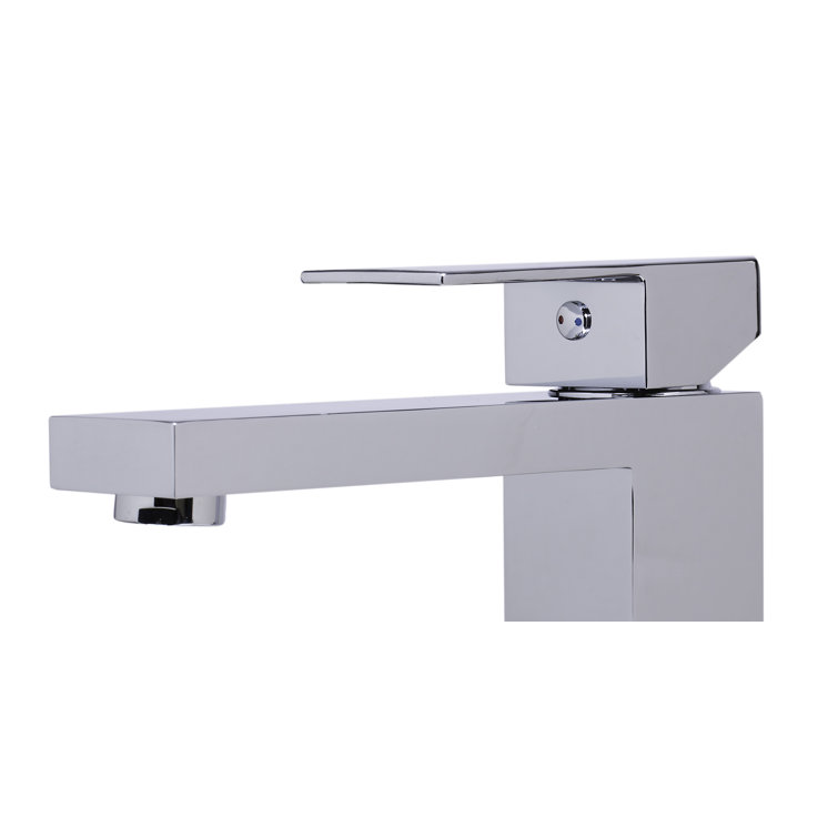 Polished Chrome Tall Square Single Lever Bathroom Faucet