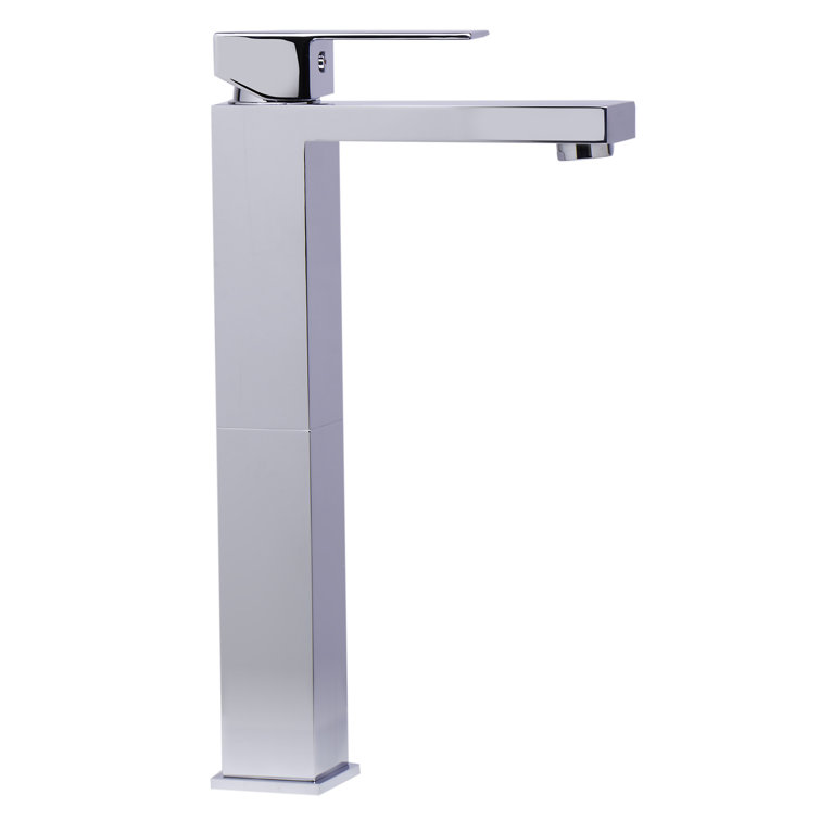 Polished Chrome Tall Square Single Lever Bathroom Faucet
