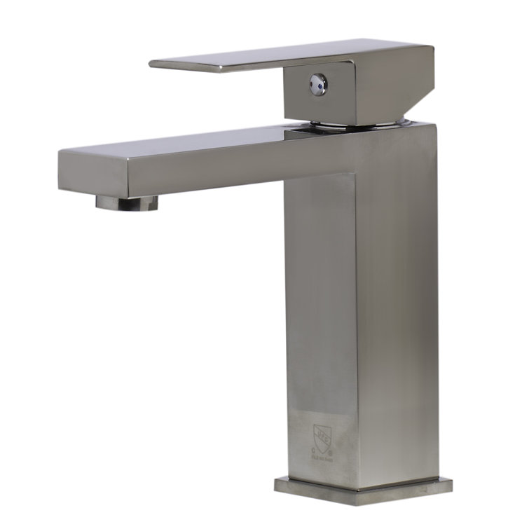 Brushed Nickel Single Lever Bathroom Faucet with Square Design