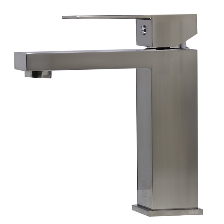 Brushed Nickel Single Lever Bathroom Faucet with Square Design
