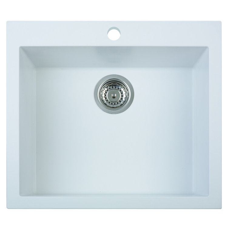 24" White Granite Composite Single Bowl Kitchen Sink