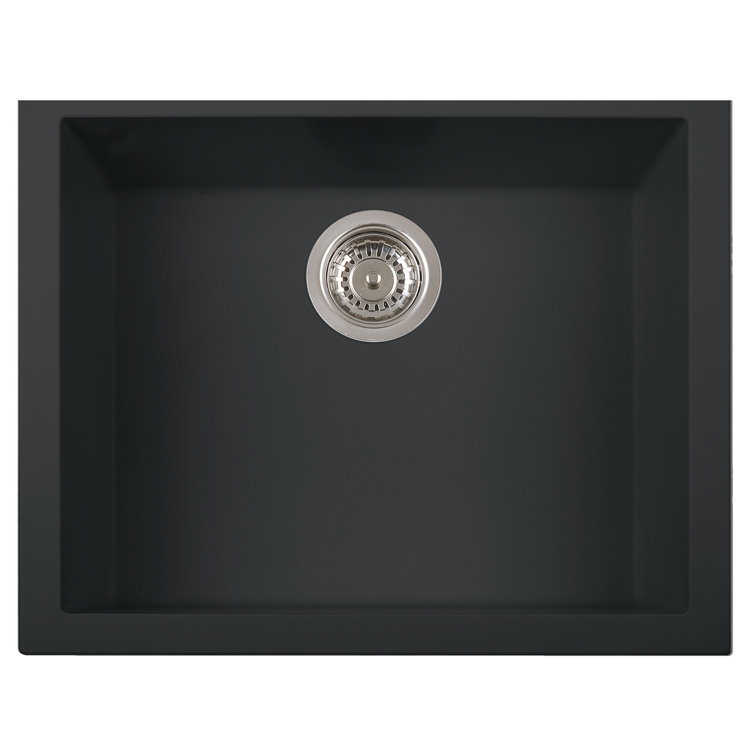 24'' Black Granite Composite Undermount Single Bowl Kitchen Sink