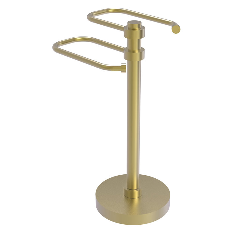 Satin Brass Freestanding Two Arm Guest Towel Holder