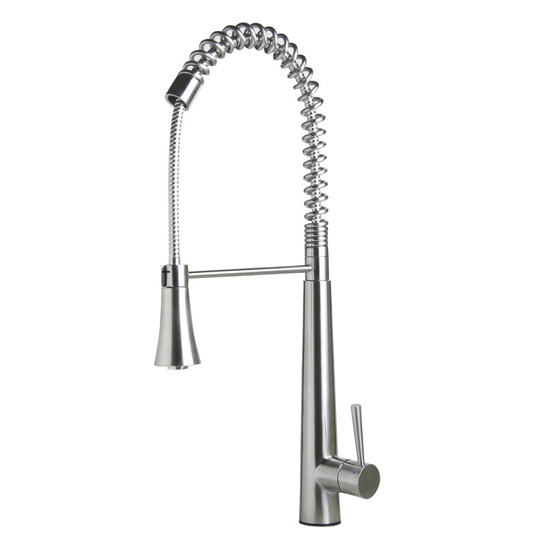 Stainless Steel Commercial Spring Kitchen Faucet with Pull Down Spray