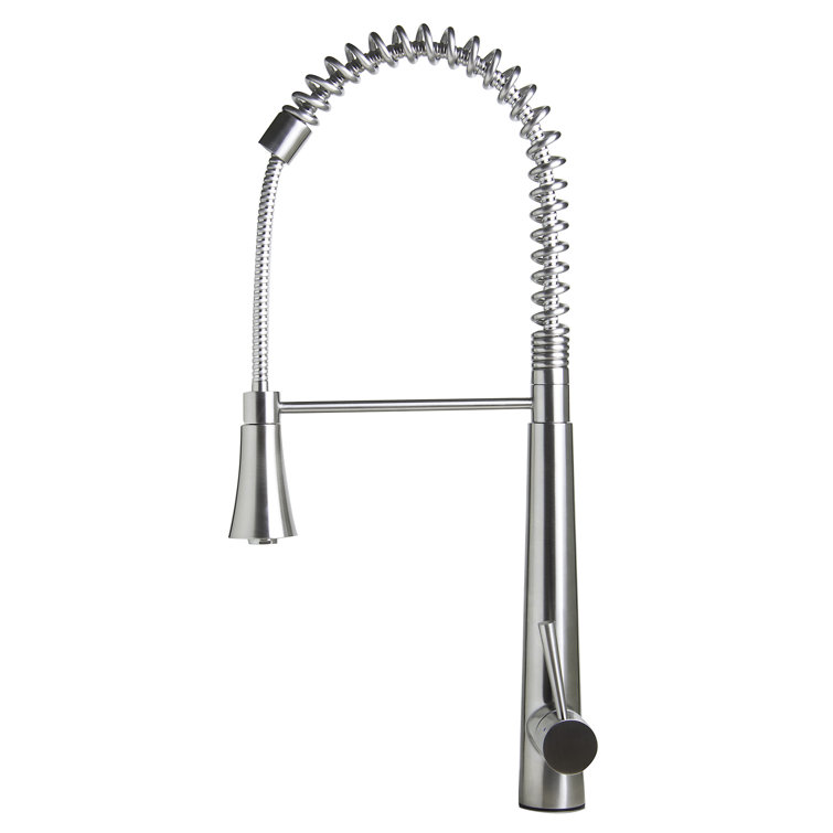 Stainless Steel Commercial Spring Kitchen Faucet with Pull Down Spray