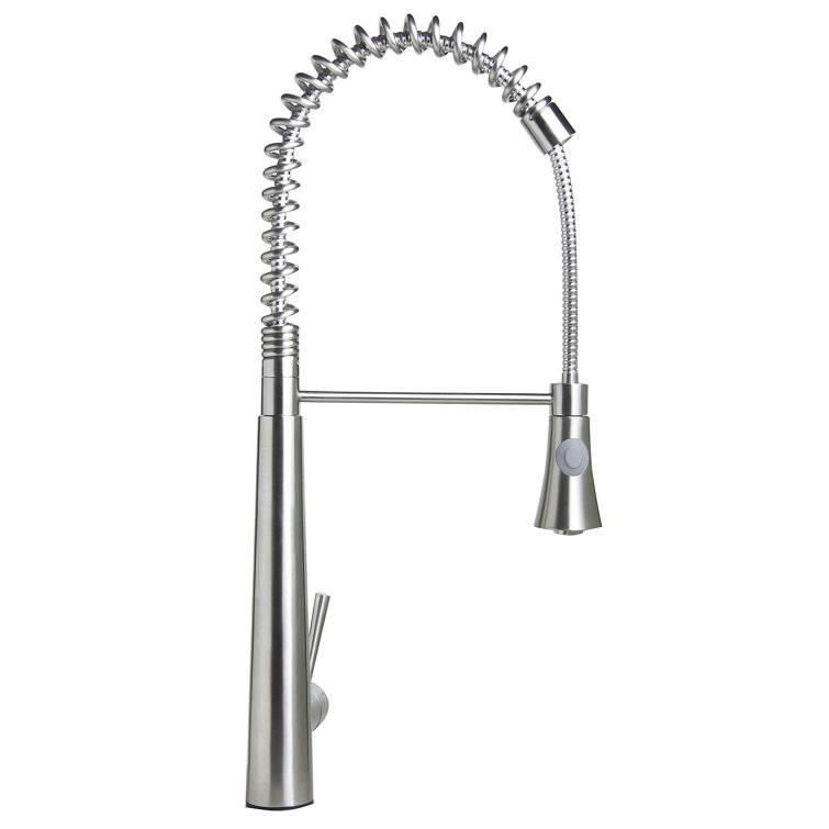 Stainless Steel Commercial Spring Kitchen Faucet with Pull Down Spray