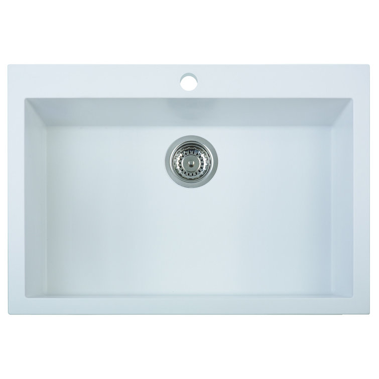 White 30'' Drop-In Single Bowl Granite Kitchen Sink