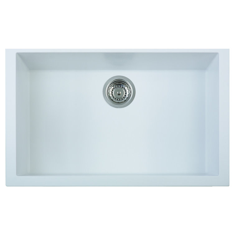 White 30'' Undermount Single Bowl Granite Kitchen Sink
