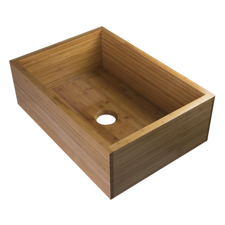 30'' Natural Bamboo Farmhouse Single Bowl Kitchen Sink